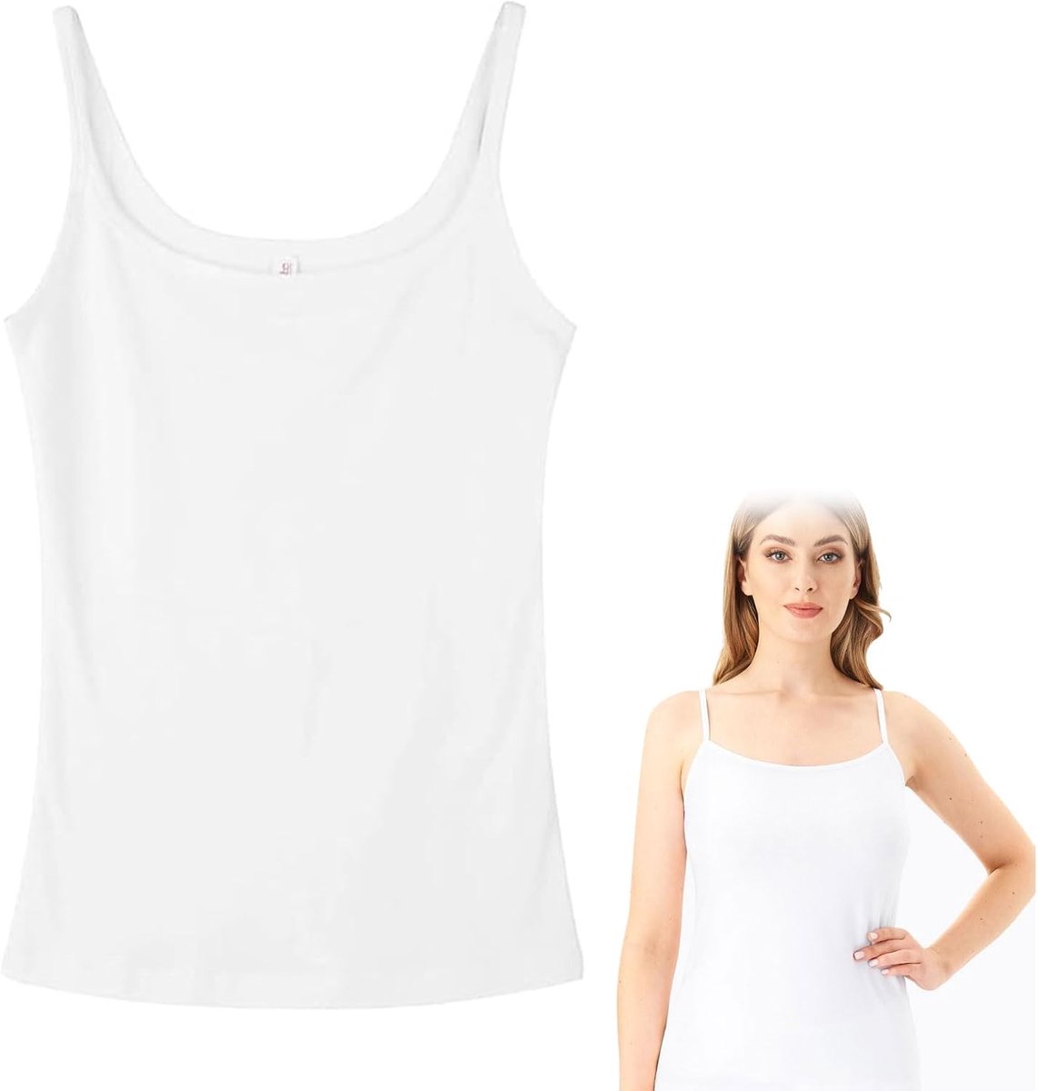 Tanktop dames mouwloos - wit slank eenvoudig - comfortabel voor dagelijks gebruik - ShopVlot