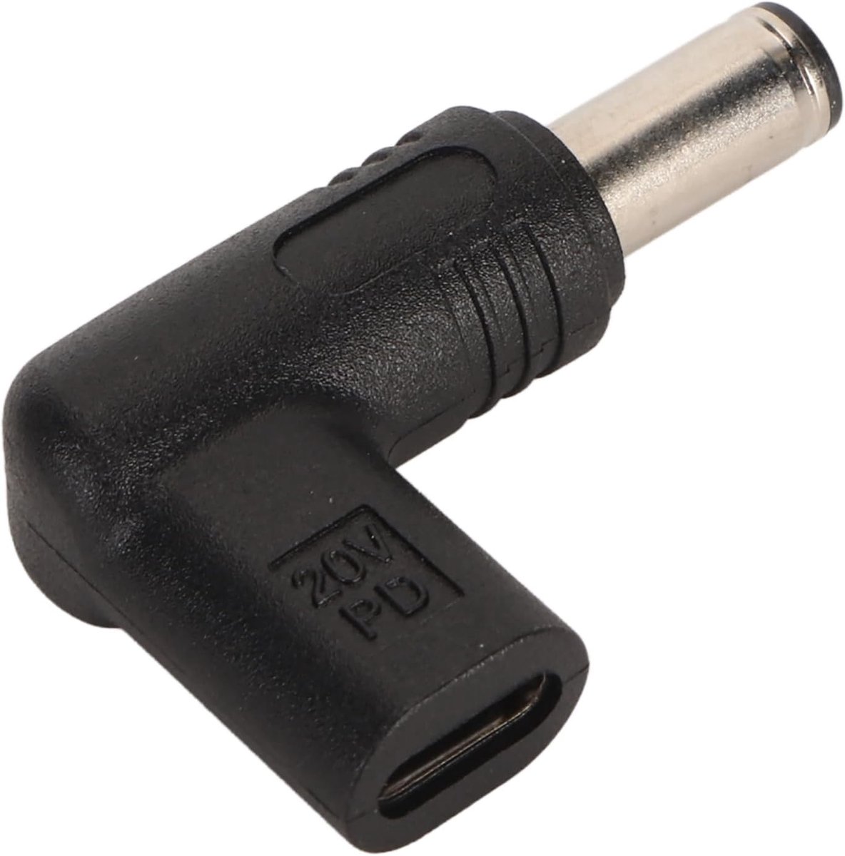 SnelShoppen - Type C Female Ingang Naar DC 6.0mm X 3.7mm Oplaadadapter, 90 Graden Oblique USB C Naar DC Adapter, 100W PD Snelladen