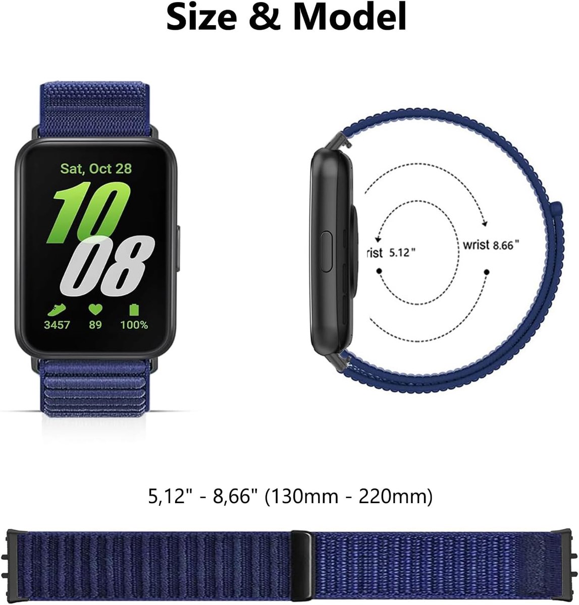 Nylon strap voor Galaxy Fit 3 - elastische sportband - voor vrouwen en mannen - comfortabel tijdens het sporten - ShopVlot
