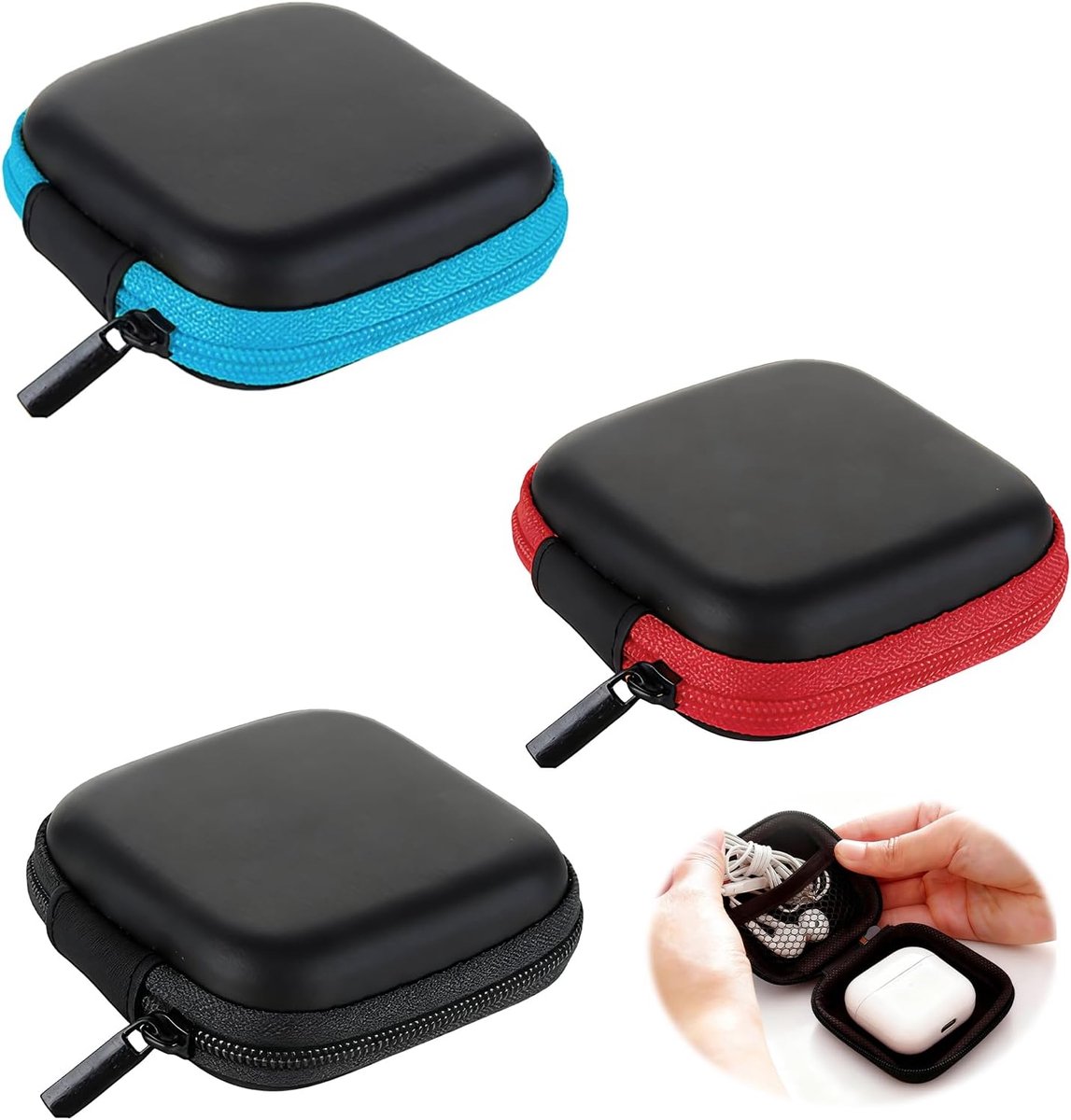Mini hoofdtelefoon opbergdoos 3 stuks - Compact en lichtgewicht - Beschermend voor oordopjes - Ideaal voor onderweg - ShopVlot