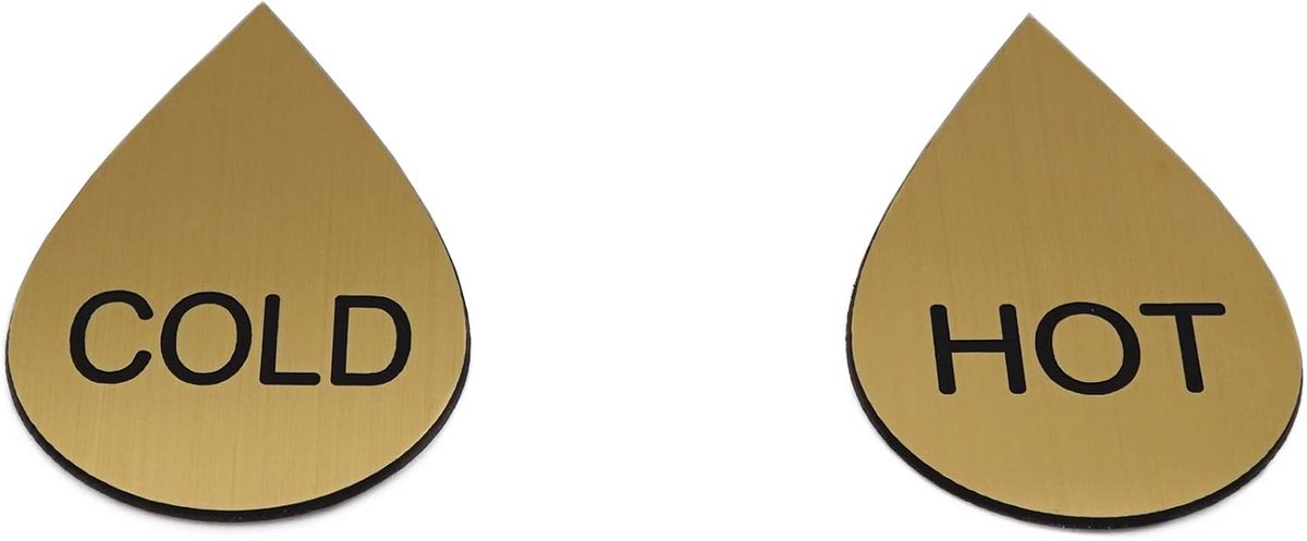 Label hot en cold water 5 cm - goudkleurig - zelfklevend - voorkomt verwondingen - ShopVlot
