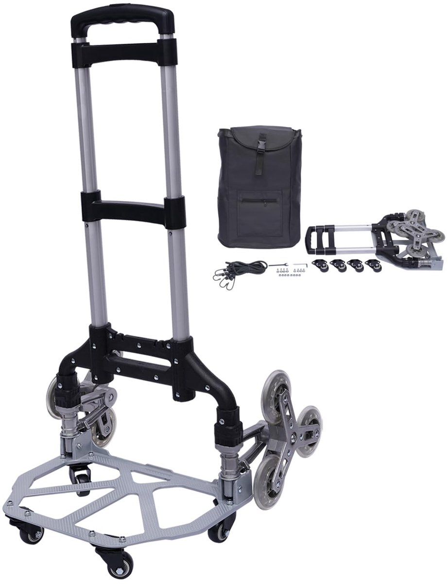 Solidchoice - Inklapbare Trapsteekwagen met Elastisch Touw en Tas