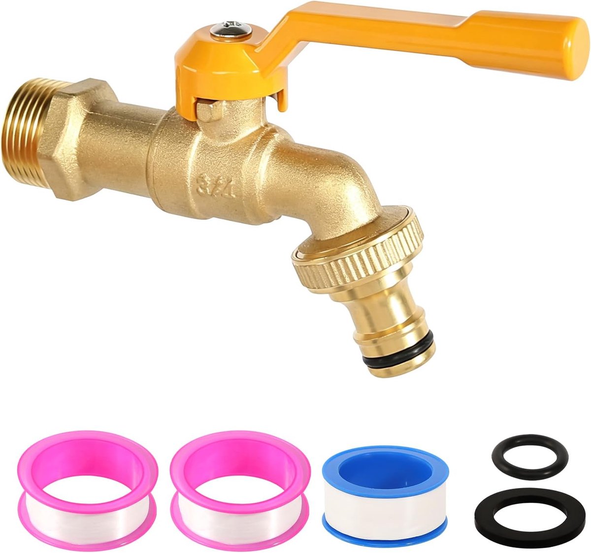 Garden Water Tap, Brass Ball Valve Outdoor Frost-proof Spout Tap, Outdoor Tap with Hose Connections, Outdoor Spout Tap - ShopVlot