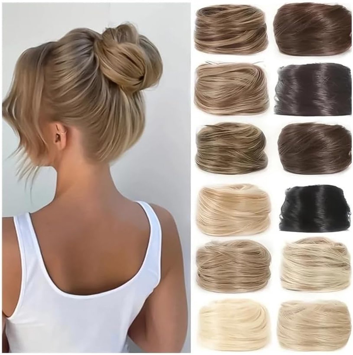 Hair Bun Human Hair Buns Ponytail Hairpiece Brazilian Hair Scrunchies Updos Donut Chignon Hair Extensions Messy - ShopVlot