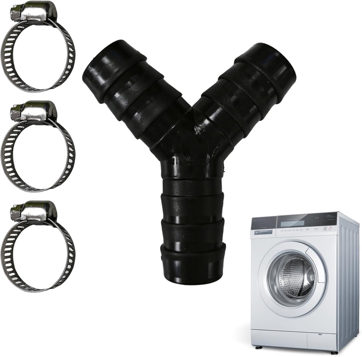2-weg Y-verdeler stuk 11152, slangafvoer, met klemmen, praktische accessoires voor wasmachine en vaatwasser - ShopVlot