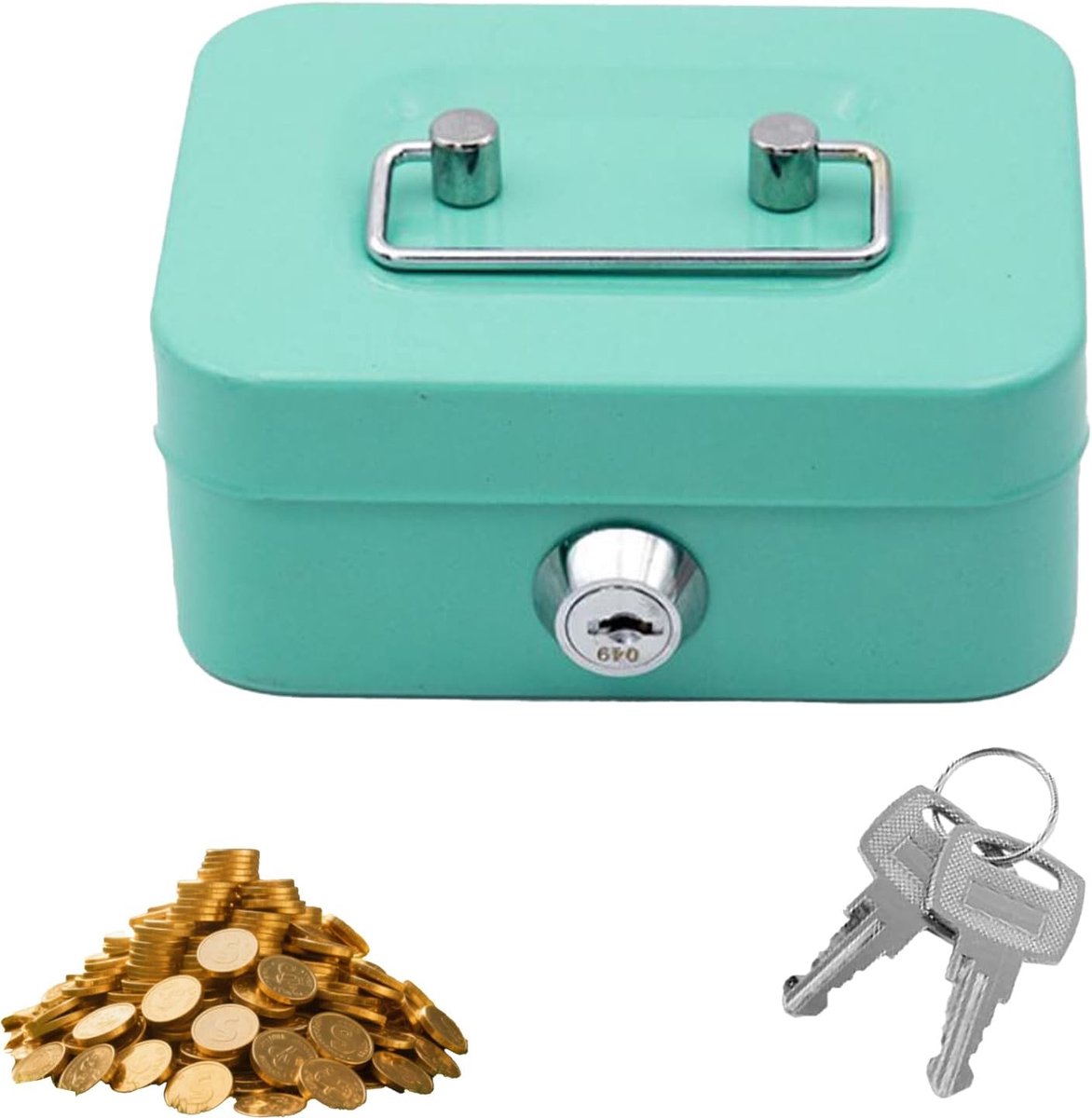 Money Box Lock and 2 Keys, Portable Mini Metal Money Box, for Storing Change, Coins, Jewelry (Green) - ShopVlot