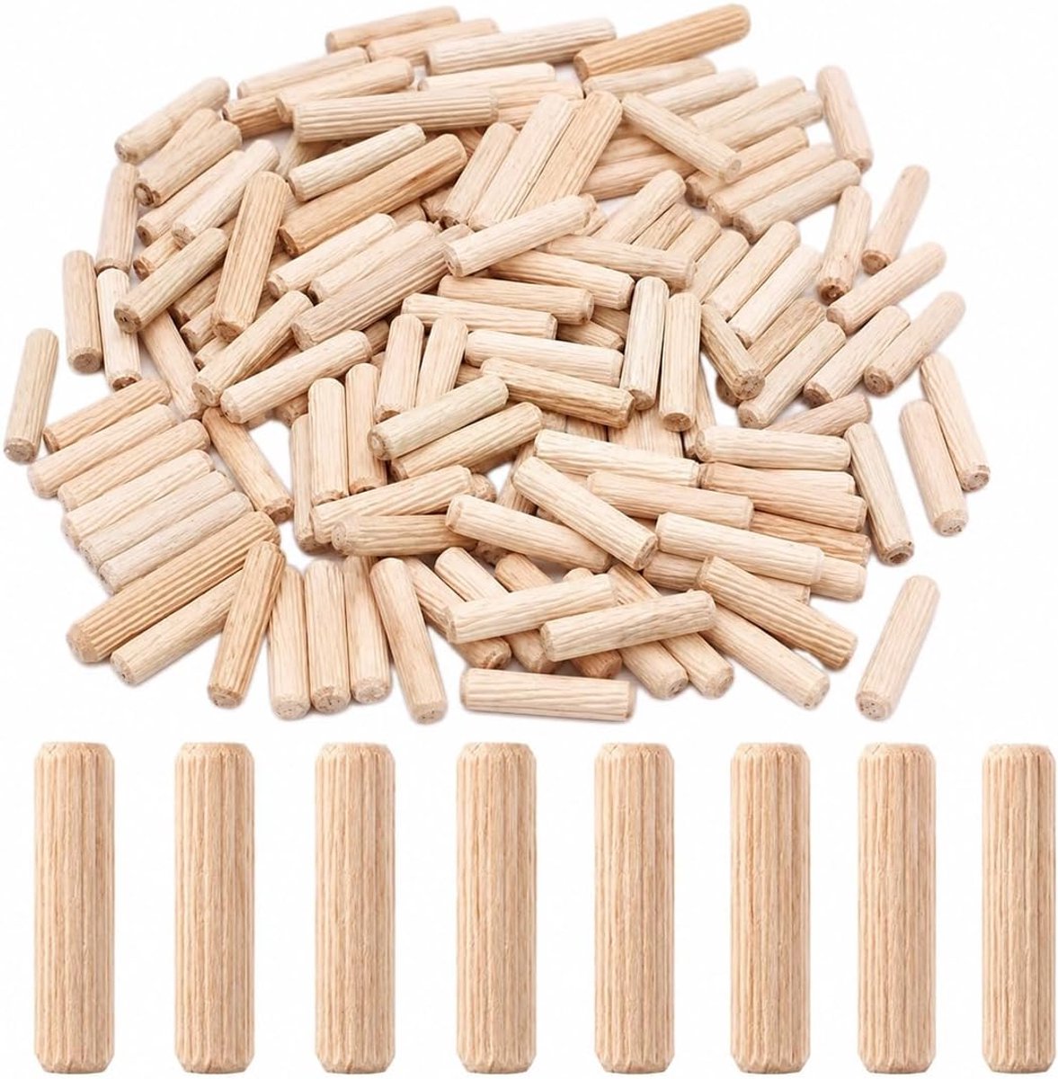 Houten pluggen, 50 stuks, natuurlijk, M6 x 40 mm, rond, voor laden, meubels, handwerk - ShopVlot