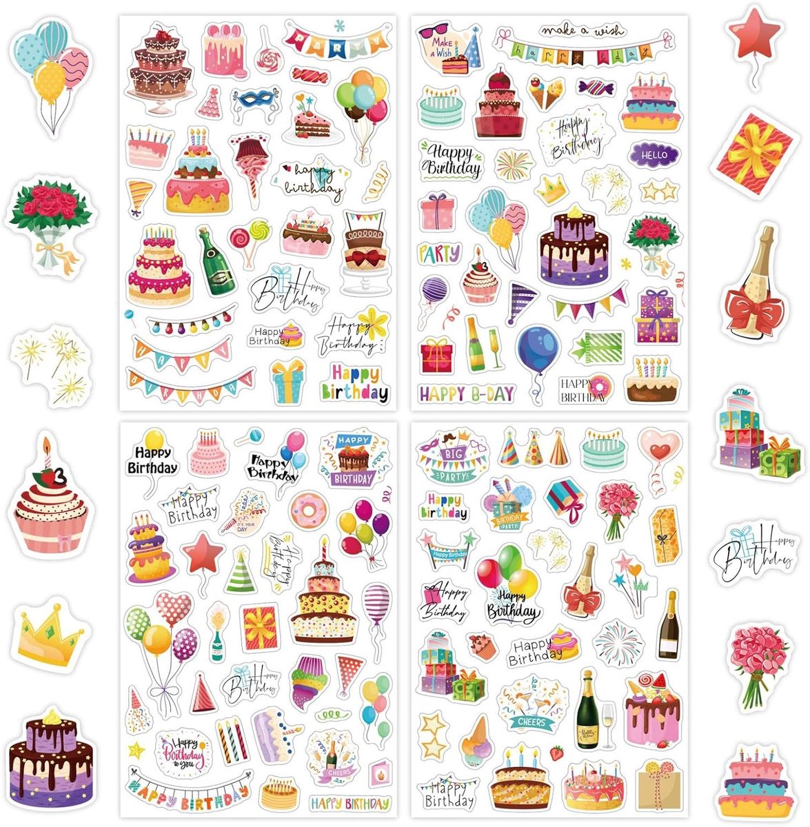 4 stuks bruiloftsstickers, decoratieve stickers, fotoalbum, verjaardag, Valentijnsdagdecoratie, bruiloft, voor - ShopVlot