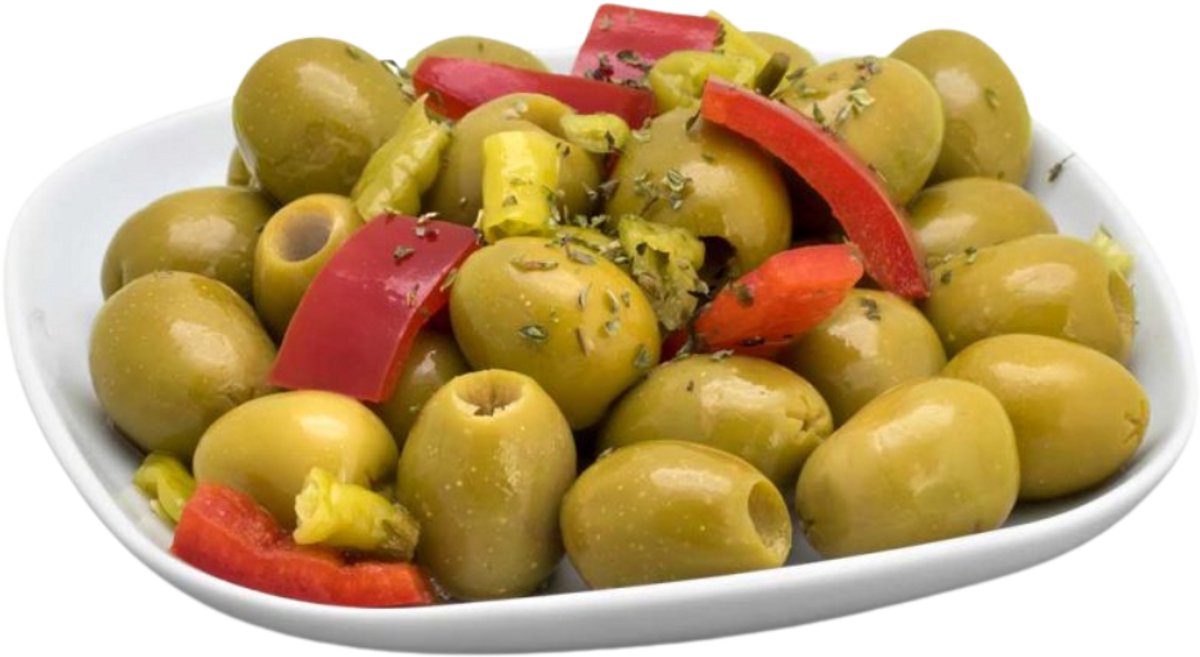 Bombas Pittige Gordal Olijven met Chili en Rode Paprika – Olives García – 380 g uitlekgewicht