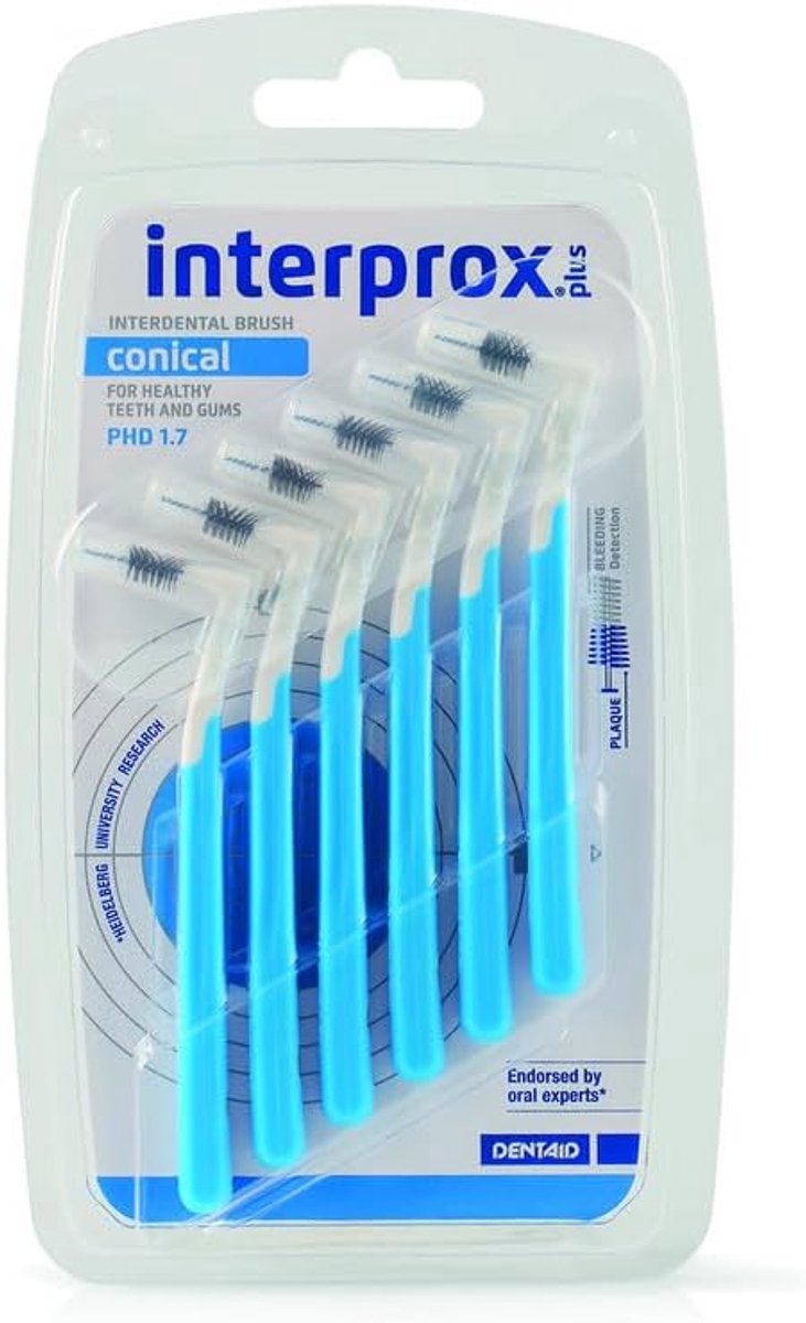 6x Interprox plus Interdental brushes blue conical 6-pack (6x 6-pack) - ShopVlot