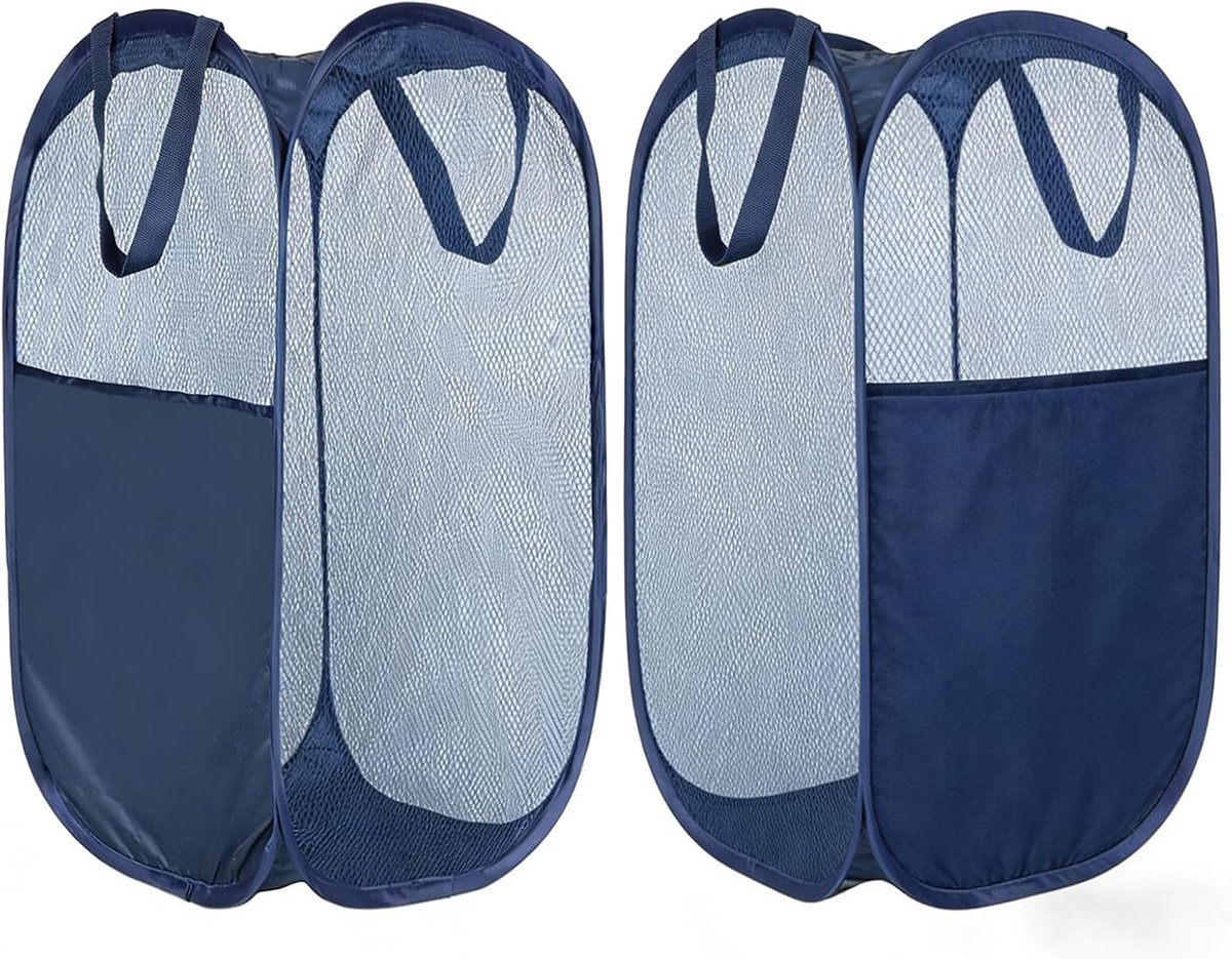 2 Pcs Foldable Mesh Laundry Baskets Pop Up Laundry Baskets, Breathable Honeycomb Net, Laundry Basket for Kids Room - ShopVlot