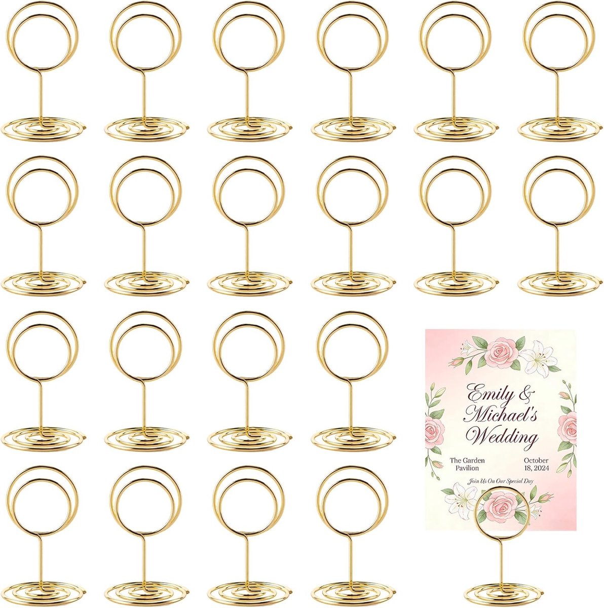 20pcs Table Number Holders, 2 in Mini Card Holder, Gold Metal Table Number Holder, Table Number Holder for Tables - ShopVlot