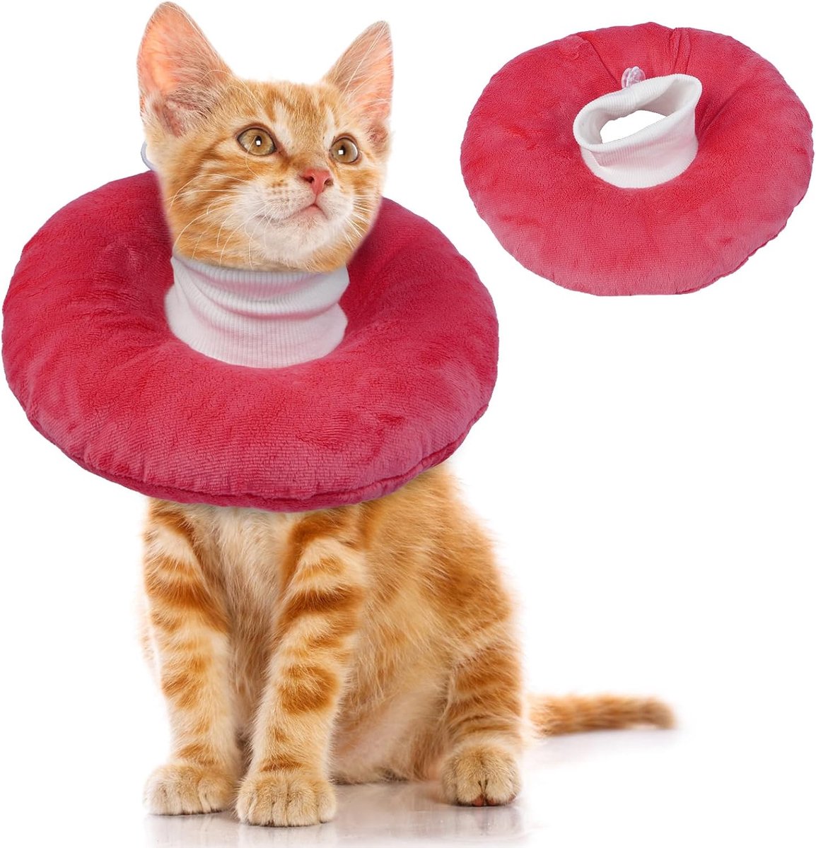 Isabethan Cat Dog Collar, Soft Cat Recovery Collar, Adjustable Medical Collar for Cats, Pink, M - ShopVlot
