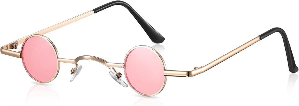 Photect Vintage Sunglasses with Rundem Metall Rahmen Retro Glasses mit Kleinem Kreis Hippie Oval Sonnenbril for Men - ShopVlot