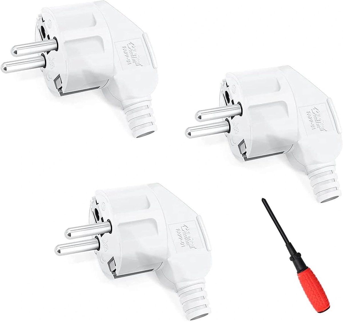 CHEVVY 16A Schuko Plug 3 Pack 250V Protective Contact Plug with Strain Relief, Durable, Suitable for 8-10 mm Cables - ShopVlot