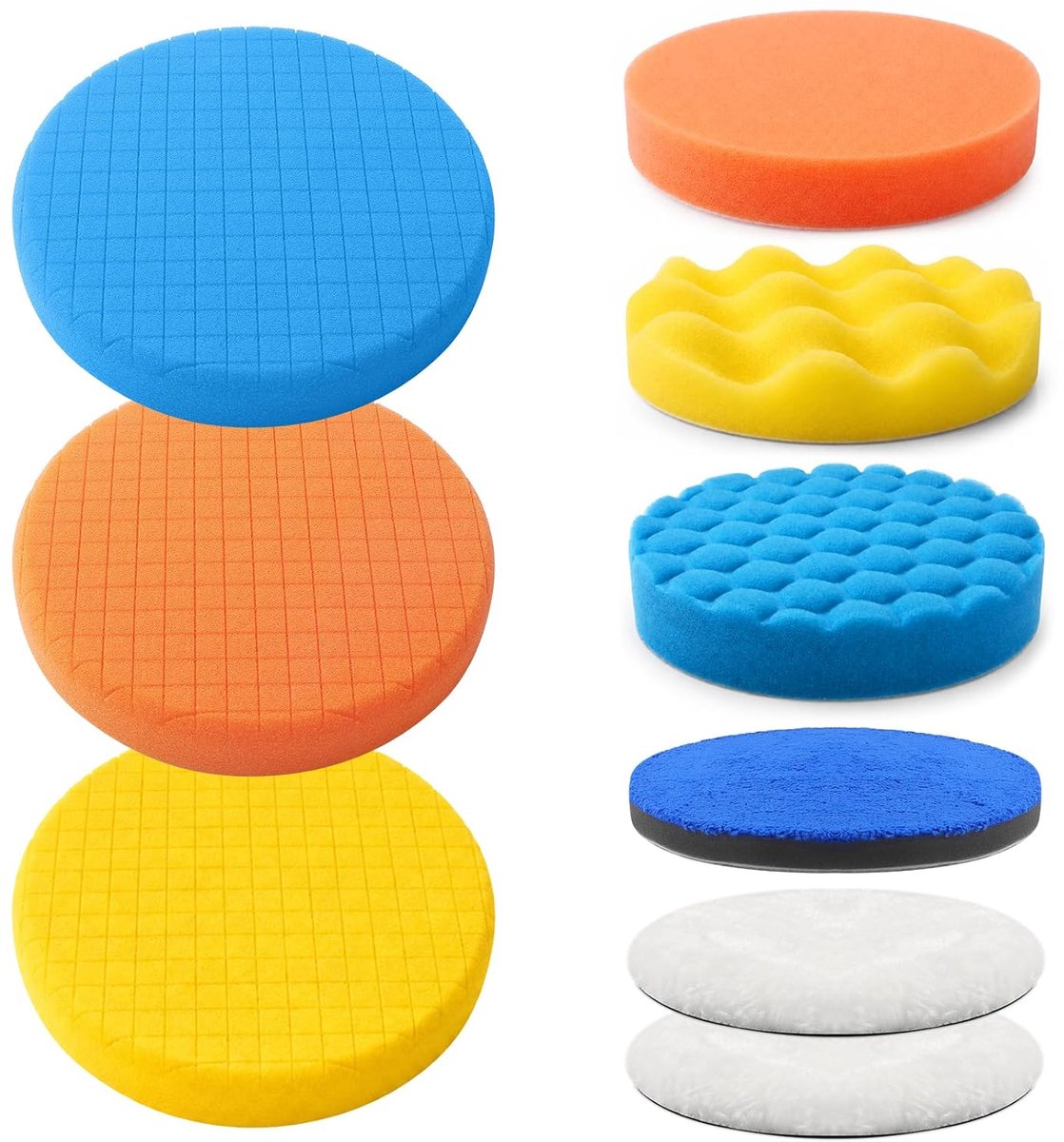 9 stuks Ø 125 mm polijstsponsset, klittenband polijstwatten, wassponzen pad - ShopVlot
