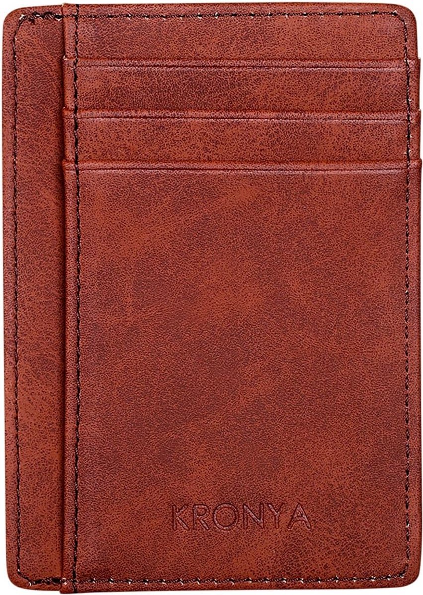 Elegant Leather Wallet with RFID Protection - Case, Money Clip, Card Holder and Credit Card Holder, Brown, Elegant - ShopVlot