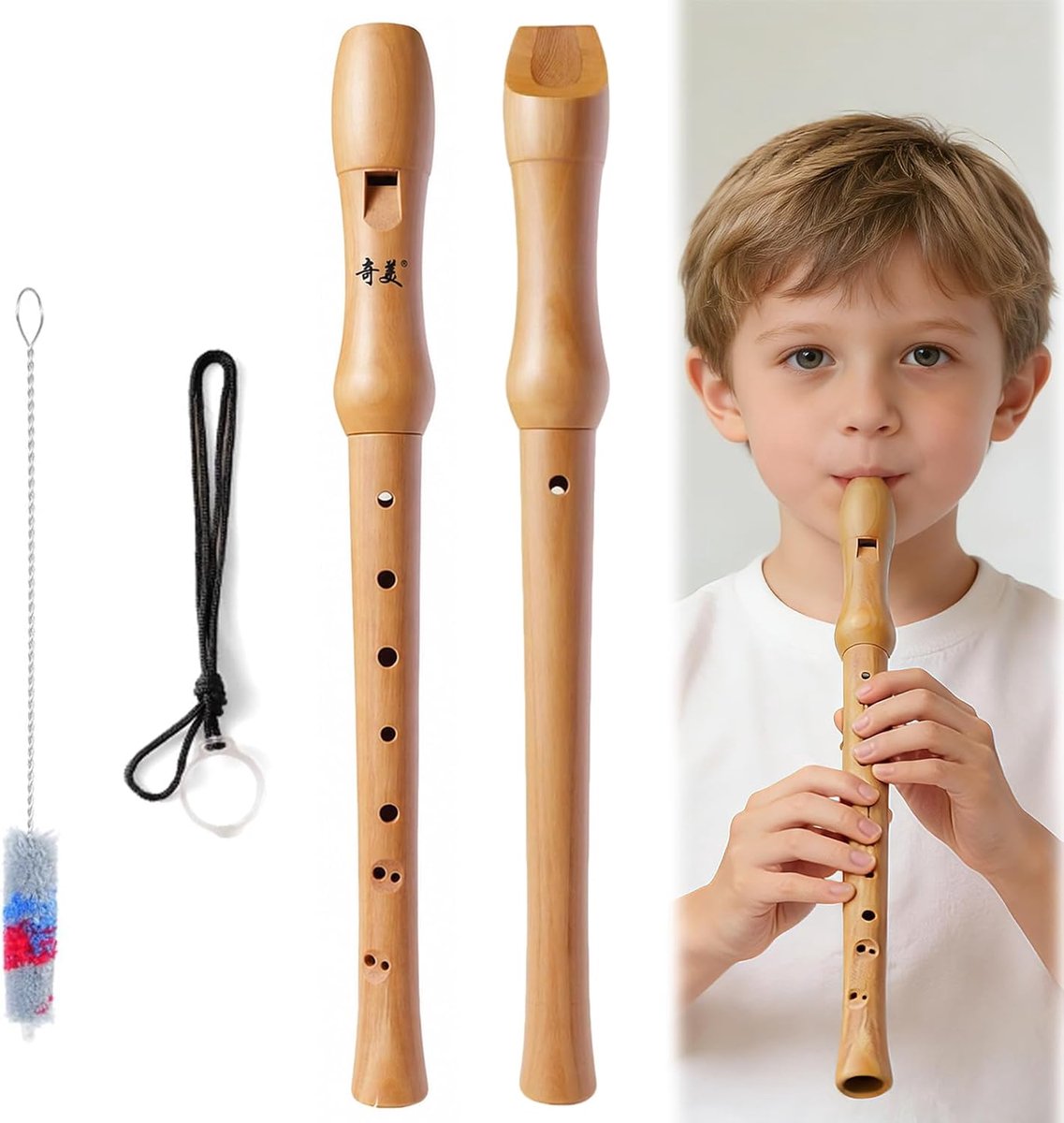 Soprano Recorder Wood 32 cm Removable German Old Maple Recorder 8 Holes Recorder and Adults Flute with German Grip - ShopVlot