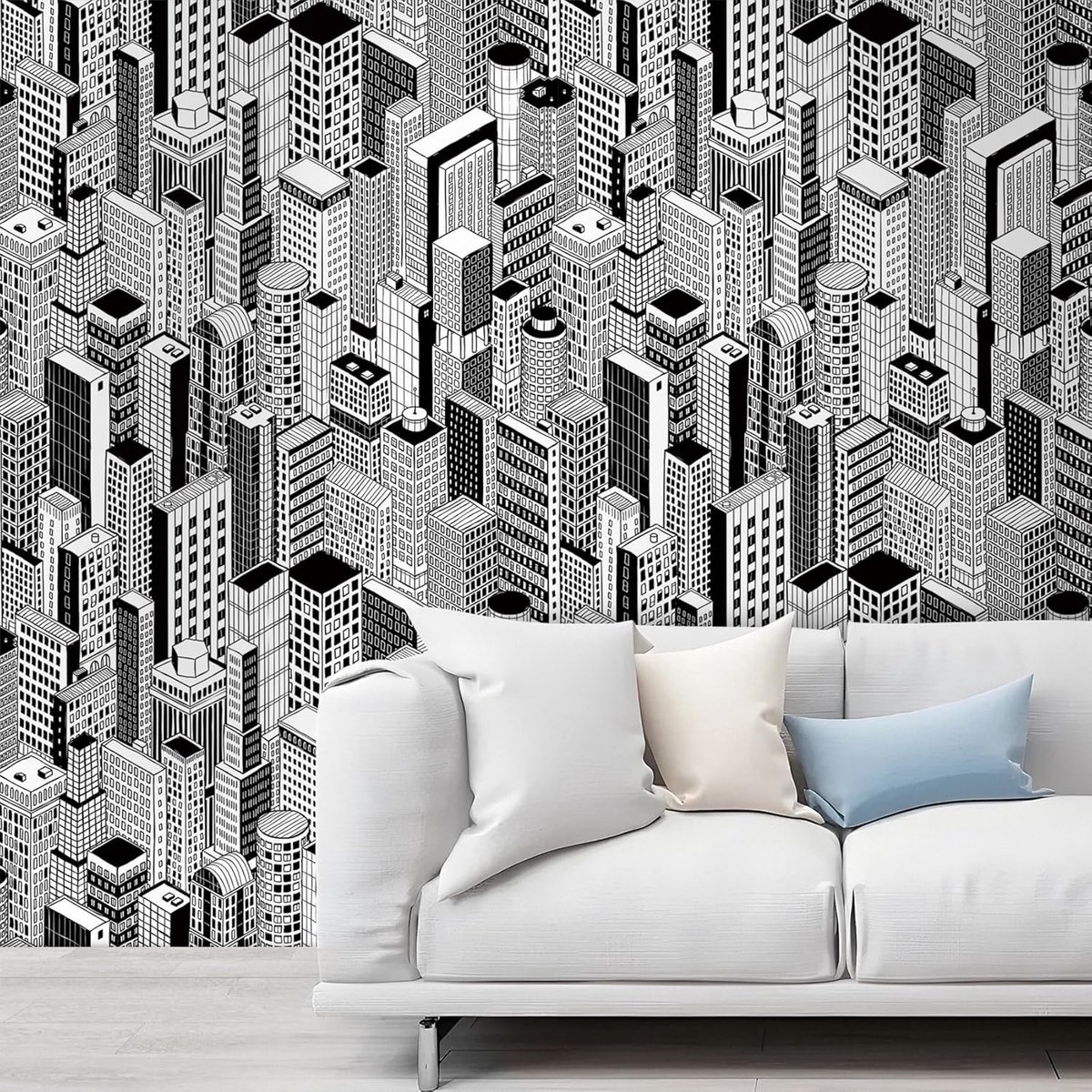 LaCheery Wallpaper geometric white black self-adhesive wallpaper children's room 44.5cm x 700cm wallpaper - ShopVlot