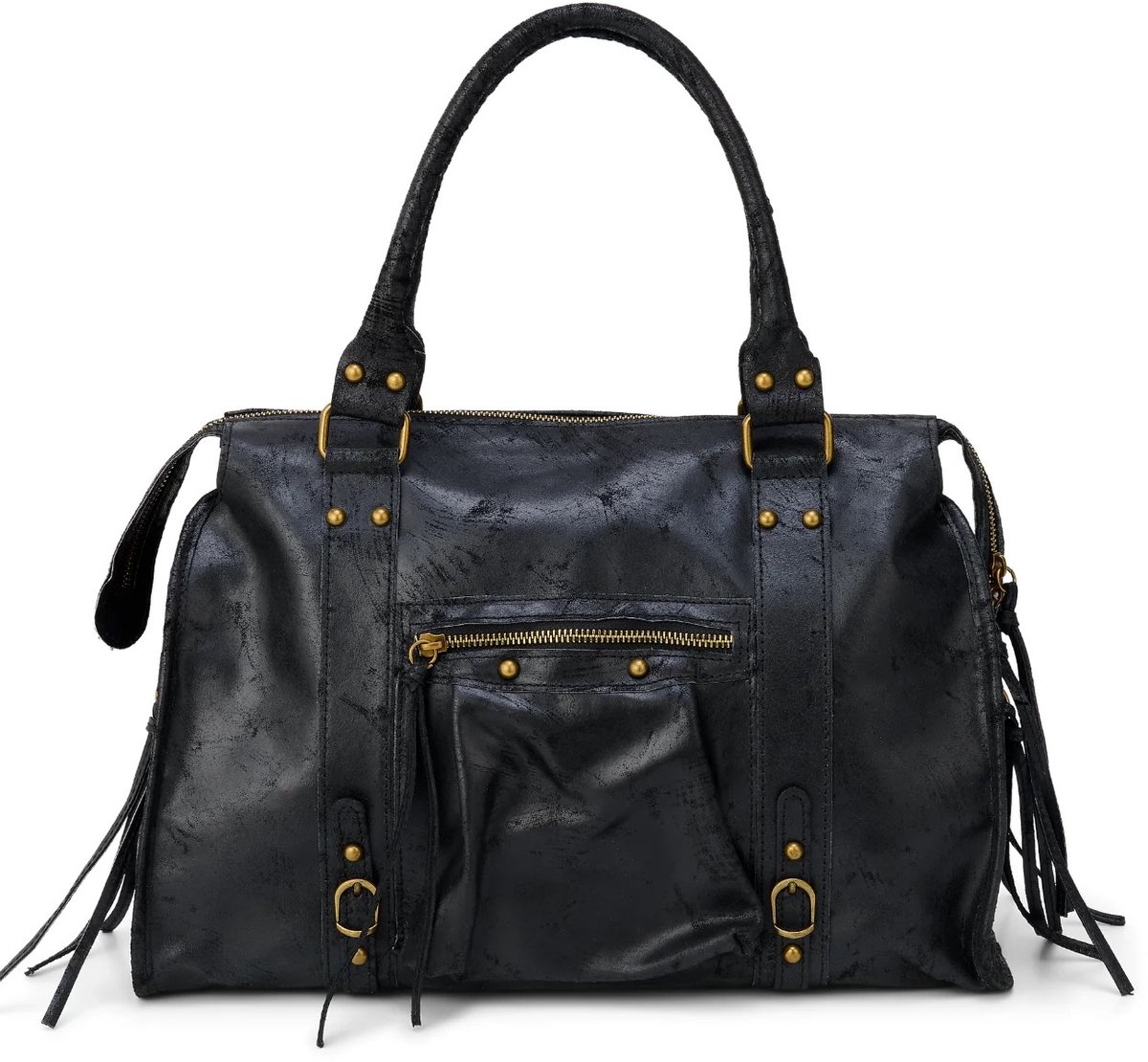 Damestas – It Girl bag - Zwart - Echt Leer - 40 x 28 x 14 cm - Multi Pocket bag - Giuliano – Laptoptas – Schoudertas – Handtas – Geschikt voor Laptop & iPad