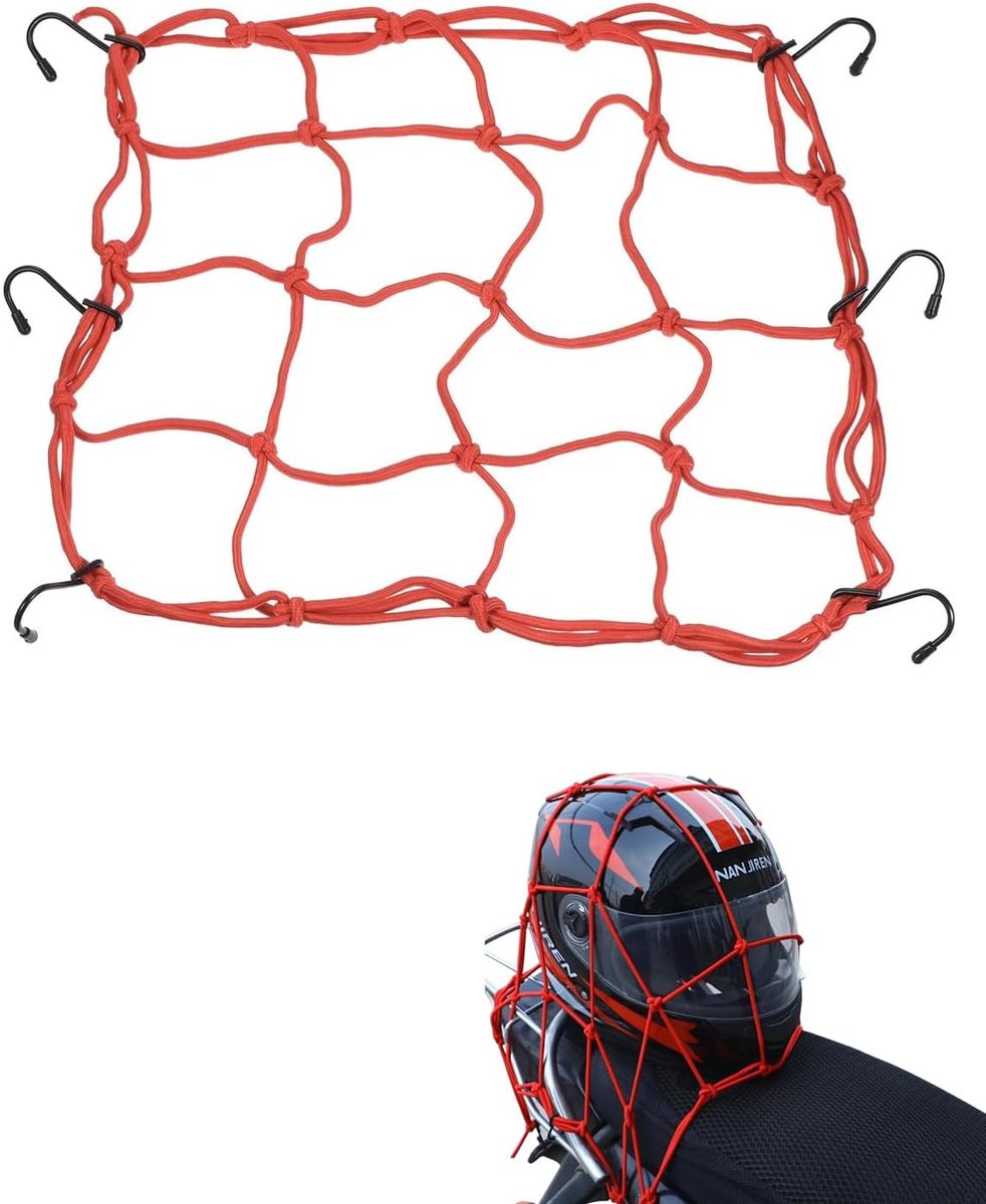 Reflecterende octopus voor motorfiets, 1 stuk, rood, elastisch, antislip, houder voor helm en koffer, veilige grip - ShopVlot