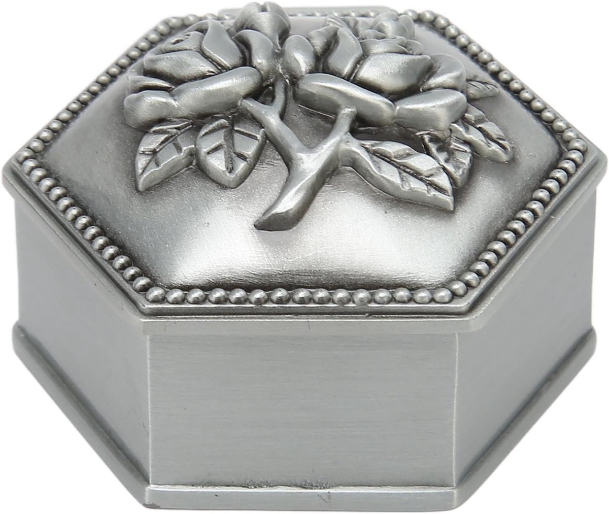 Rose Metal Jewellery Box, Zinc Alloy Trinket Box, Vintage Sexangle Jewelry Storage Organizer for Earring Ring Necklace - ShopVlot