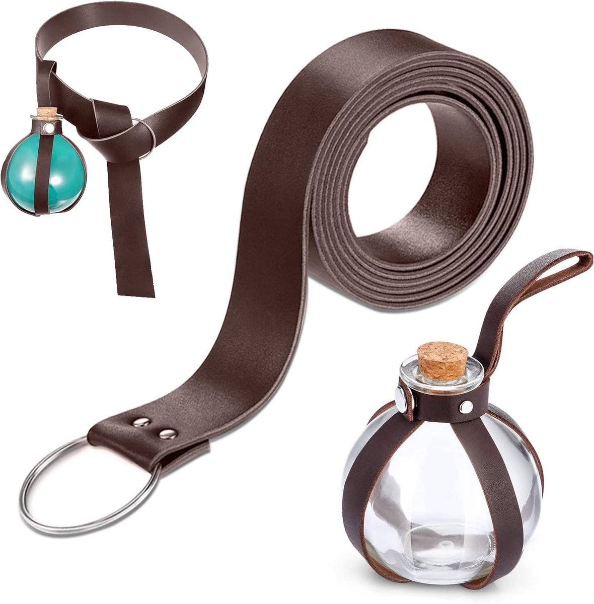 RoserRose Halloween Necromante Suit Medieval Clothing with 250 ml Potion Bottles Medieval Belt Loop for Cosplay - ShopVlot