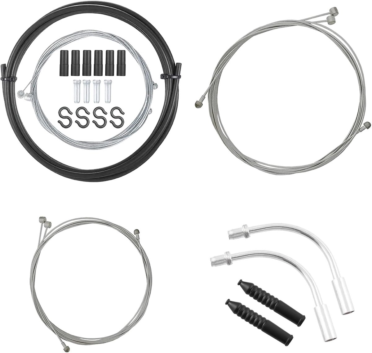 5-Piece Bicycle Brake Cables, Front and Rear Brake Cable Set, Bicycle Parts Set with Protective Jacket and Cable Guide - ShopVlot