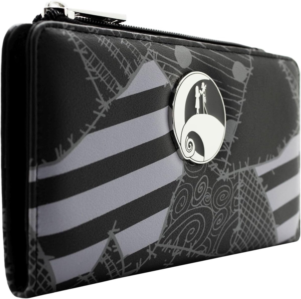 Nightmare Before Christmas Jack & Sally Patches Coin Pocket & Card Holder, Black, Black, Casual - ShopVlot