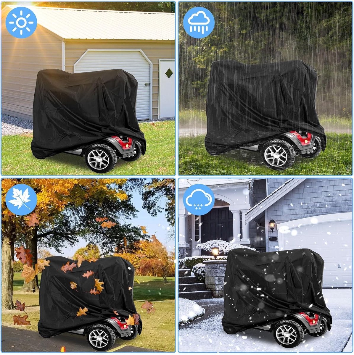 Waterdichte hoes voor elektrische scootmobielen, 210D Oxford, universele bescherming, 140 x 66 x 91 cm, weerbestendig en duurzaam