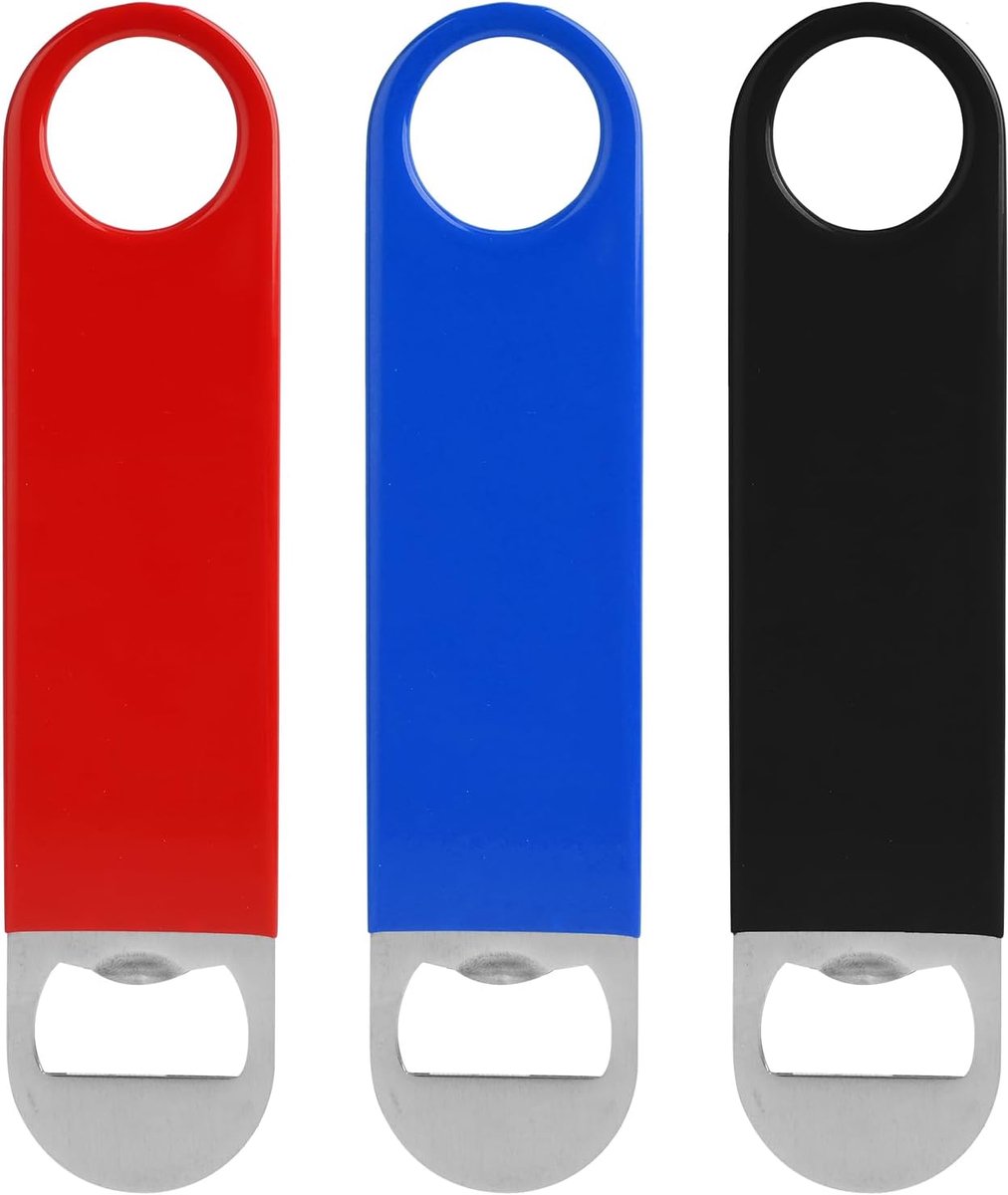 Set of 3 Stainless Steel Bottle Openers 7 Inch Ergonomic Rubber Coated Bottle Opener Durable and Easy to Use for - ShopVlot