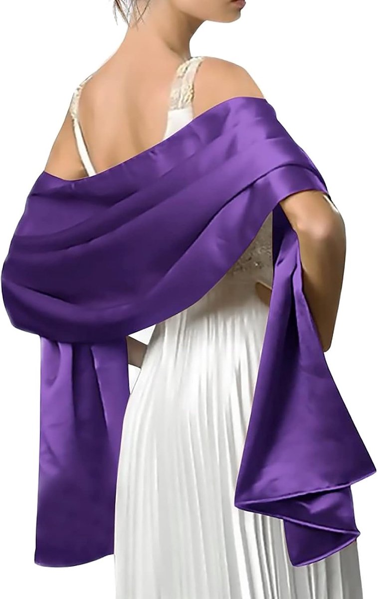 LumiSyne Women Satin Chiffon Evening Scarves Silky Solid Cape Scarf Lightweight Wraps Stole for Weddings Bridal - ShopVlot