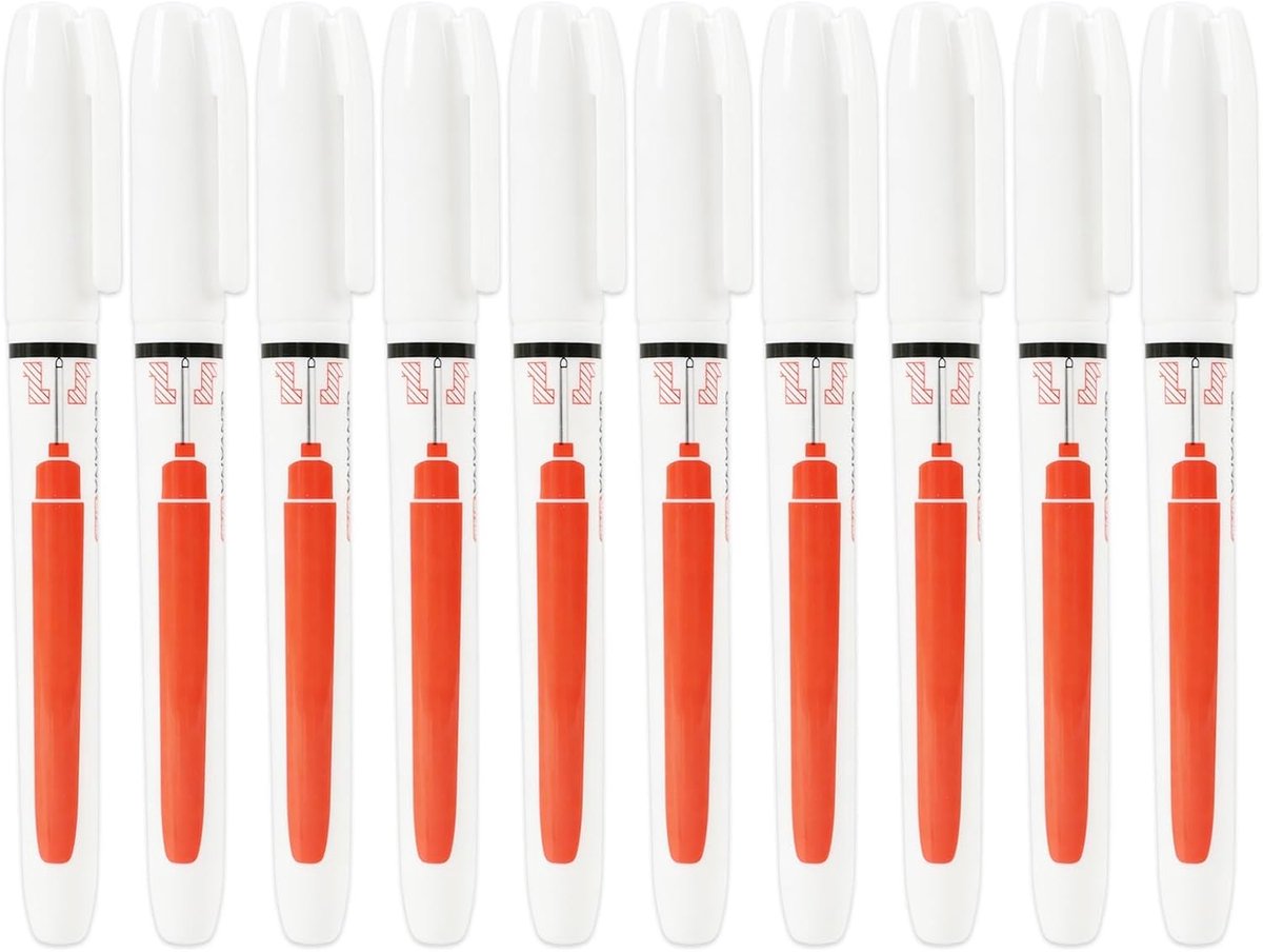 10 stuks markers voor diep gat, wit, afwasbaar, stift met lange punt, 20 mm, marker voor hout, metaal, kunststof - ShopVlot