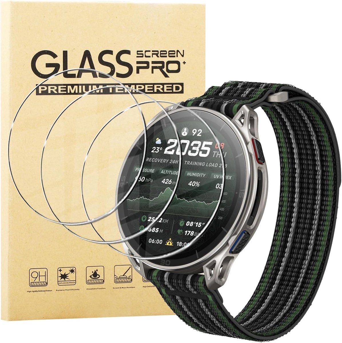 KUSINHOKA 3 stuks displaybeschermfolie, compatibel met Amazfit Cheetah 2 Ultra 47 mm, gehard glas, hoge hardheid - ShopVlot