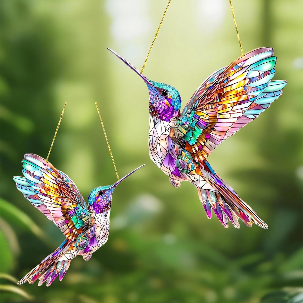Set of 2 Acrylic Prismatic Sunshades Hanging Window Decoration Garden Accessories for Bird Lovers Ideal for Decorating - ShopVlot