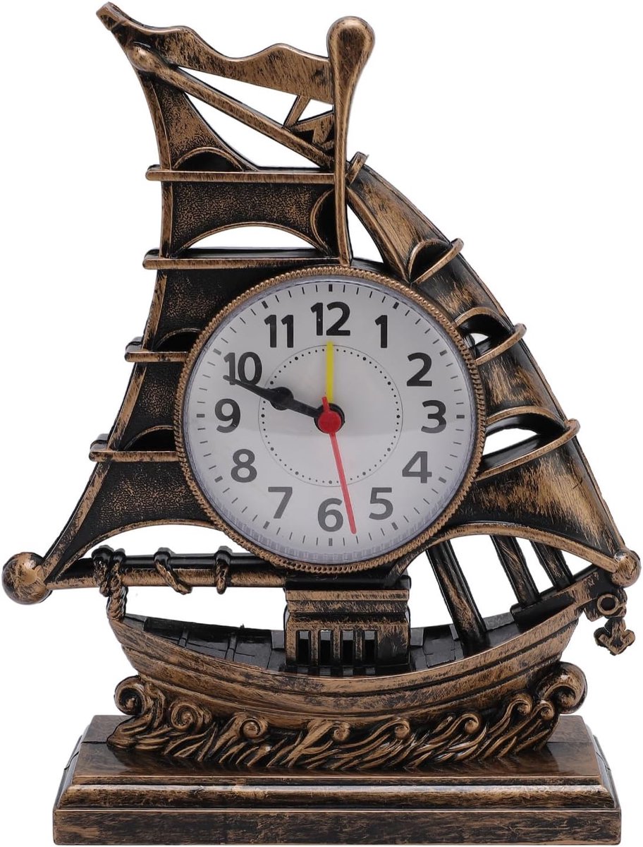Sailboat Figurine Clock Vintage Sailboat Nautical Decor Table Clock Decorative Desk and Shelf Clock Analog Clock for - ShopVlot