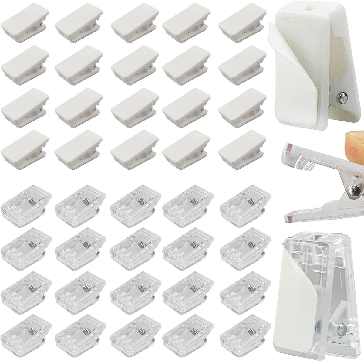 40pcs Self Adhesive Clips, Tapestry Clips, Rectangle Sticky Clips, Photo Clips for Paper Rope, Photo Clips for Home - ShopVlot