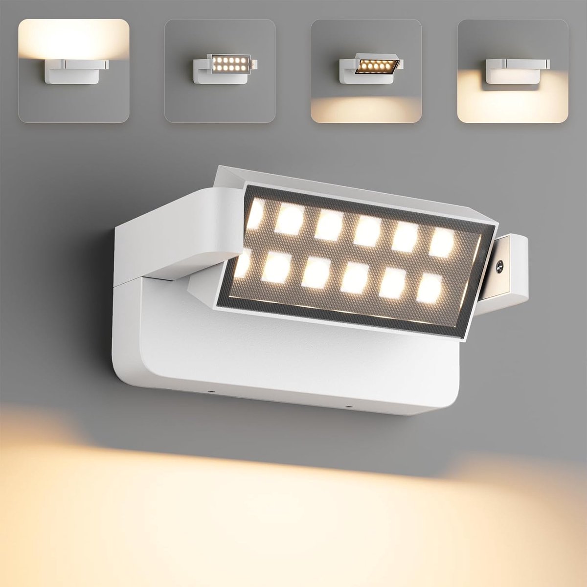 Aipsun 24 W LED Outdoor Light with 350 Degree Adjustable Panel Outdoor Lamp for Garage, Patio, Balcony, IP65, White - ShopVlot