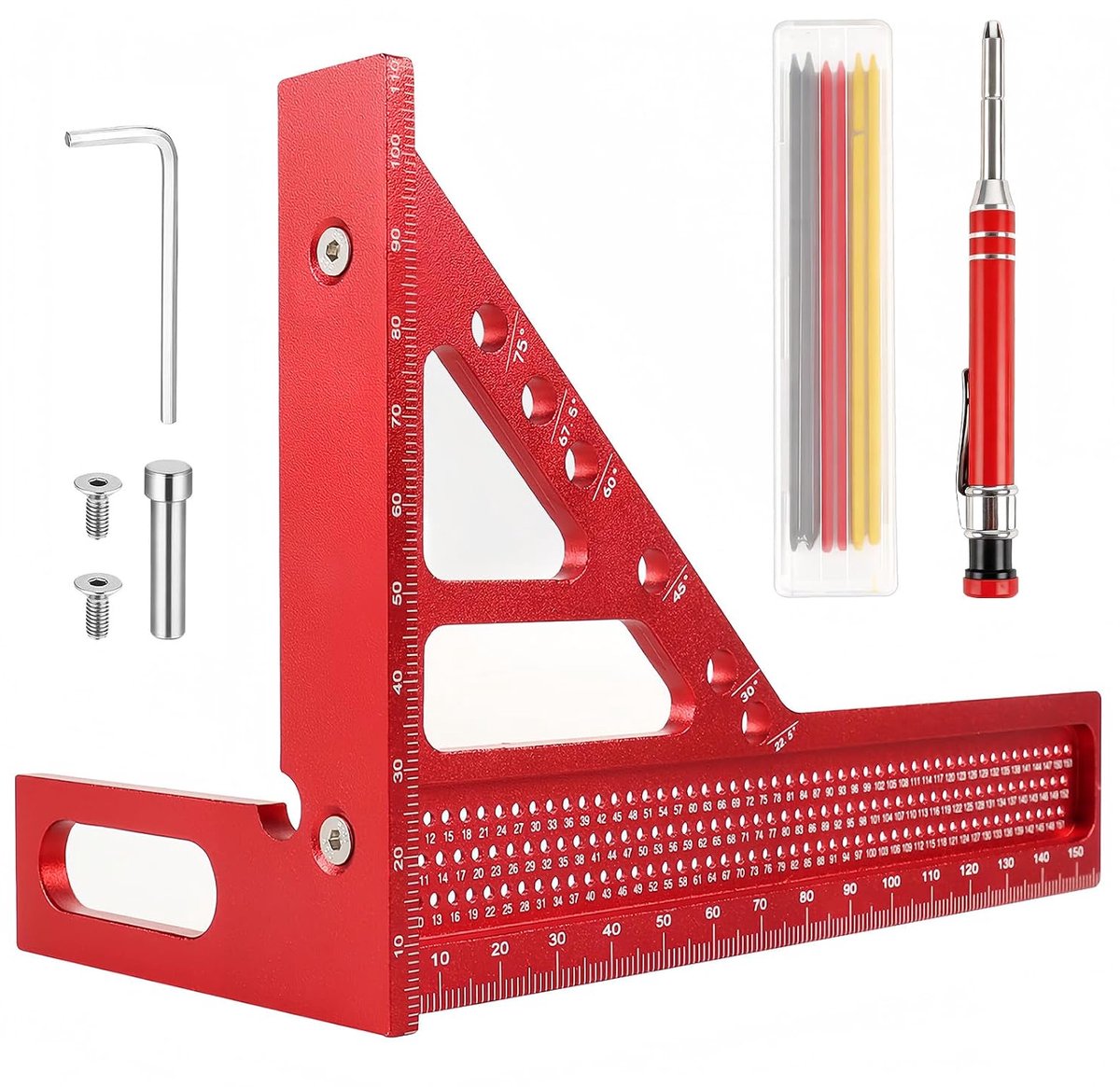 3D Multi-Angle Meetlat - Aluminium Protractor - 22.5-90 graden - Ideaal voor houtbewerking - ShopVlot