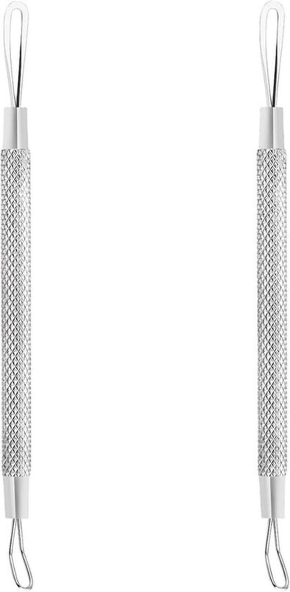 SnelShoppen - 2-Piece Pimple Tool Set - Niet-Slip Draad RVS Blackhead Verwijderaar voor Onzuiverheden, Acne, Witte Hoofden, Dubbelzijdig, Zacht Aanvoe