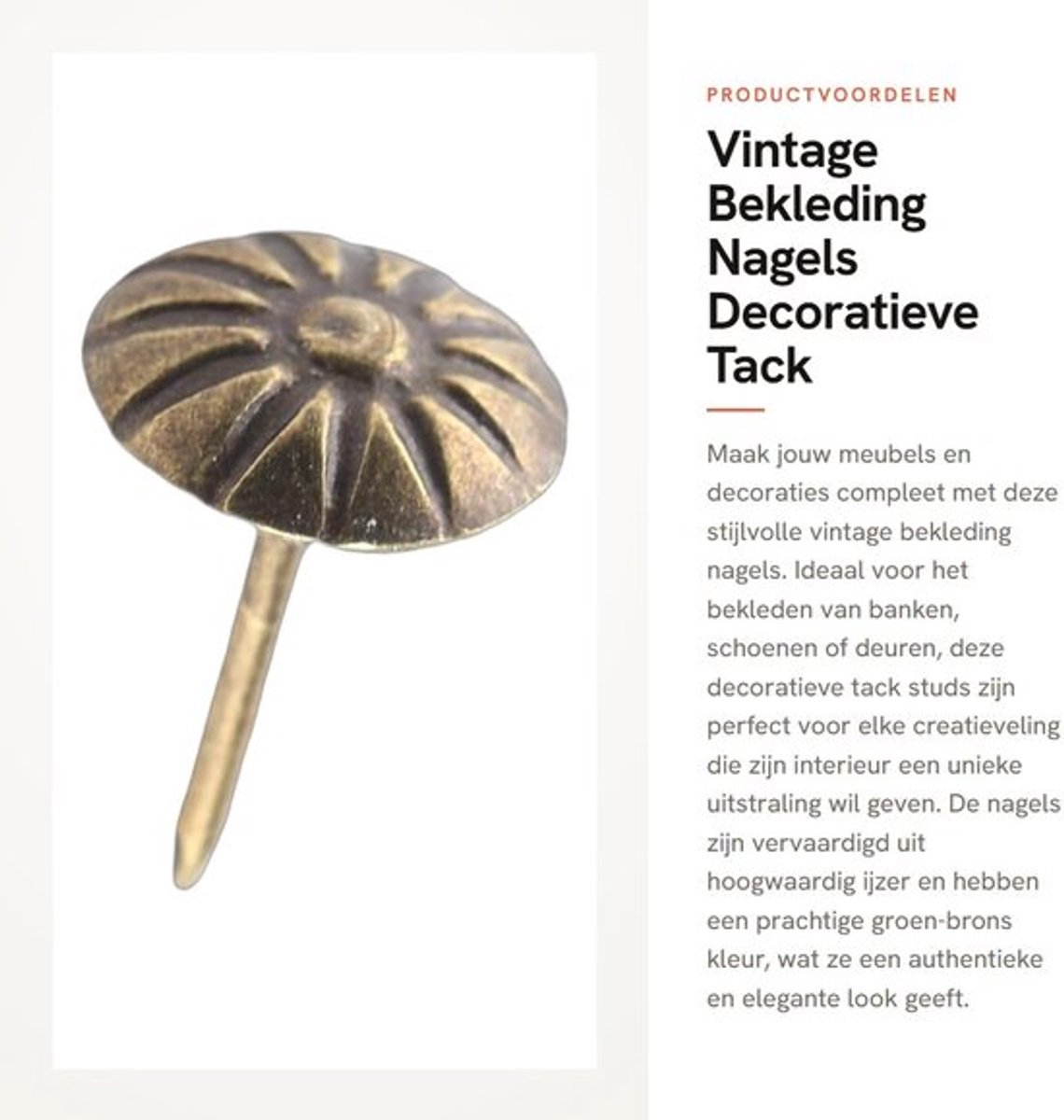 Bekledingnagels 100 Stuks - Metalen Tags - Groen Brons - Gladde Nagels - Verdikte Afmetingen - Decoratieve Tack Stud - Meubelnagels