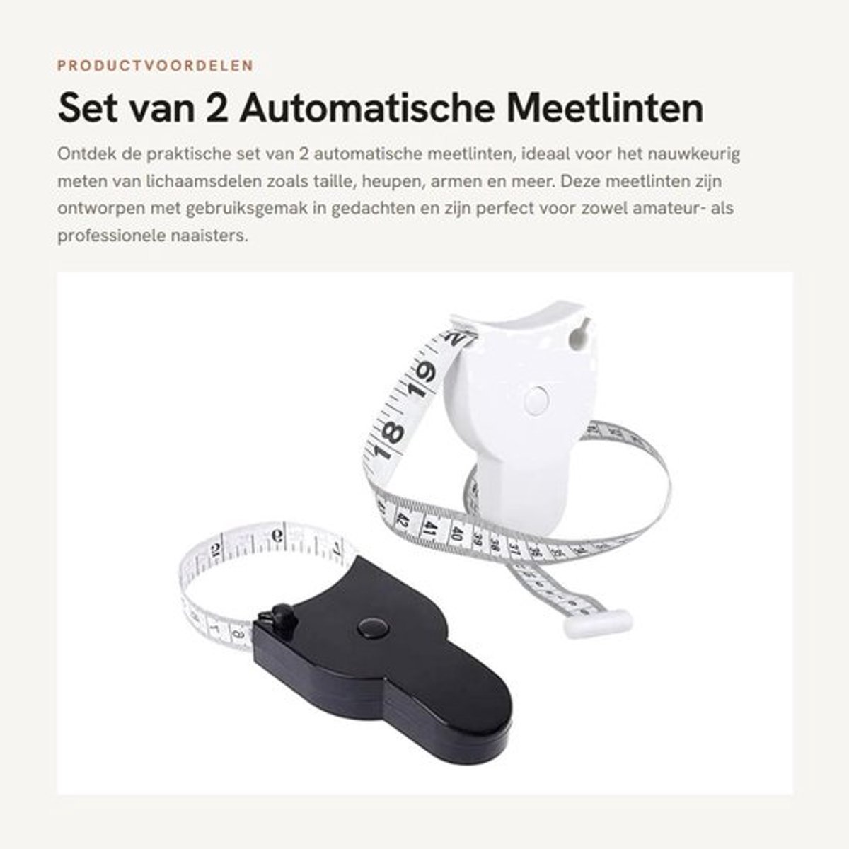 Meetlint Automatisch - Meetlint Lichaam - Omtrekmeter - Ergonomisch - Duurzaam PVC - Dubbeldzijdig Metingen - Lichaamsmeetlint