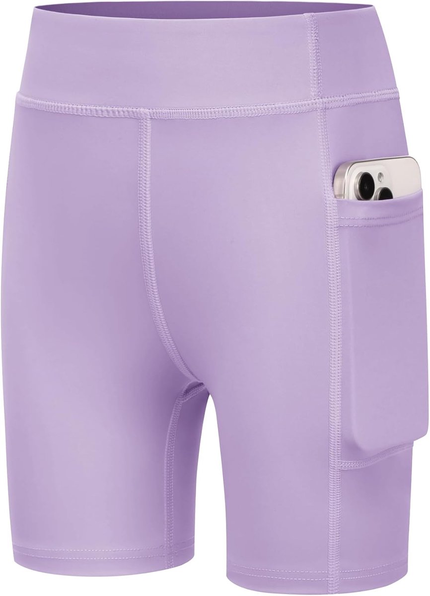 Sportshorts meisjes 5-12 jaar - hoge taille - met zak - ideaal voor gym en fietsen - ShopVlot