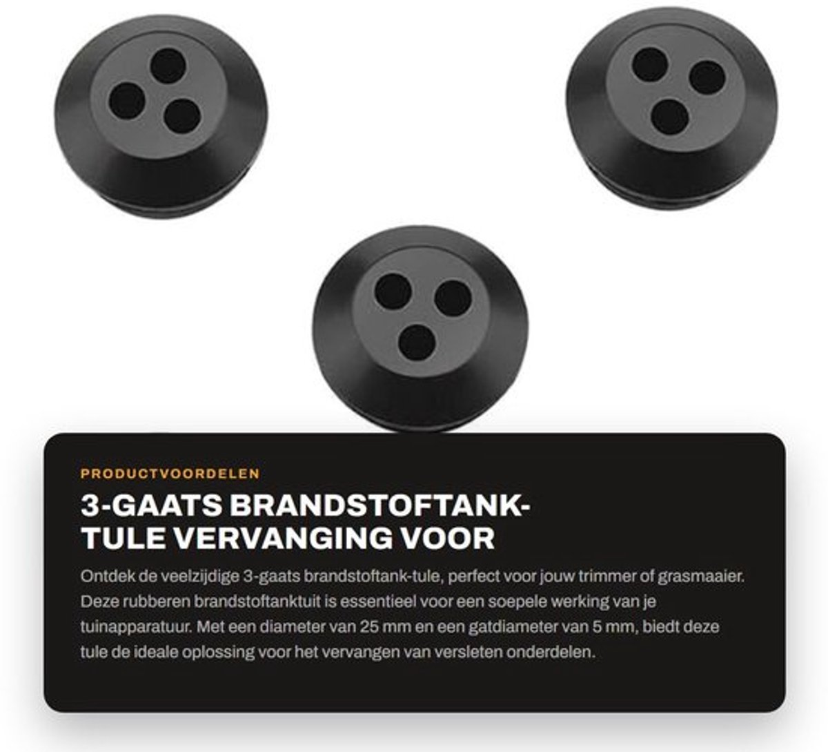3-gaats brandstoftank-tule - vervanging voor trimmer-grasmaaier - rubber - geschikt voor brandstoftanktuit - zwart - 5 stuks/pakket