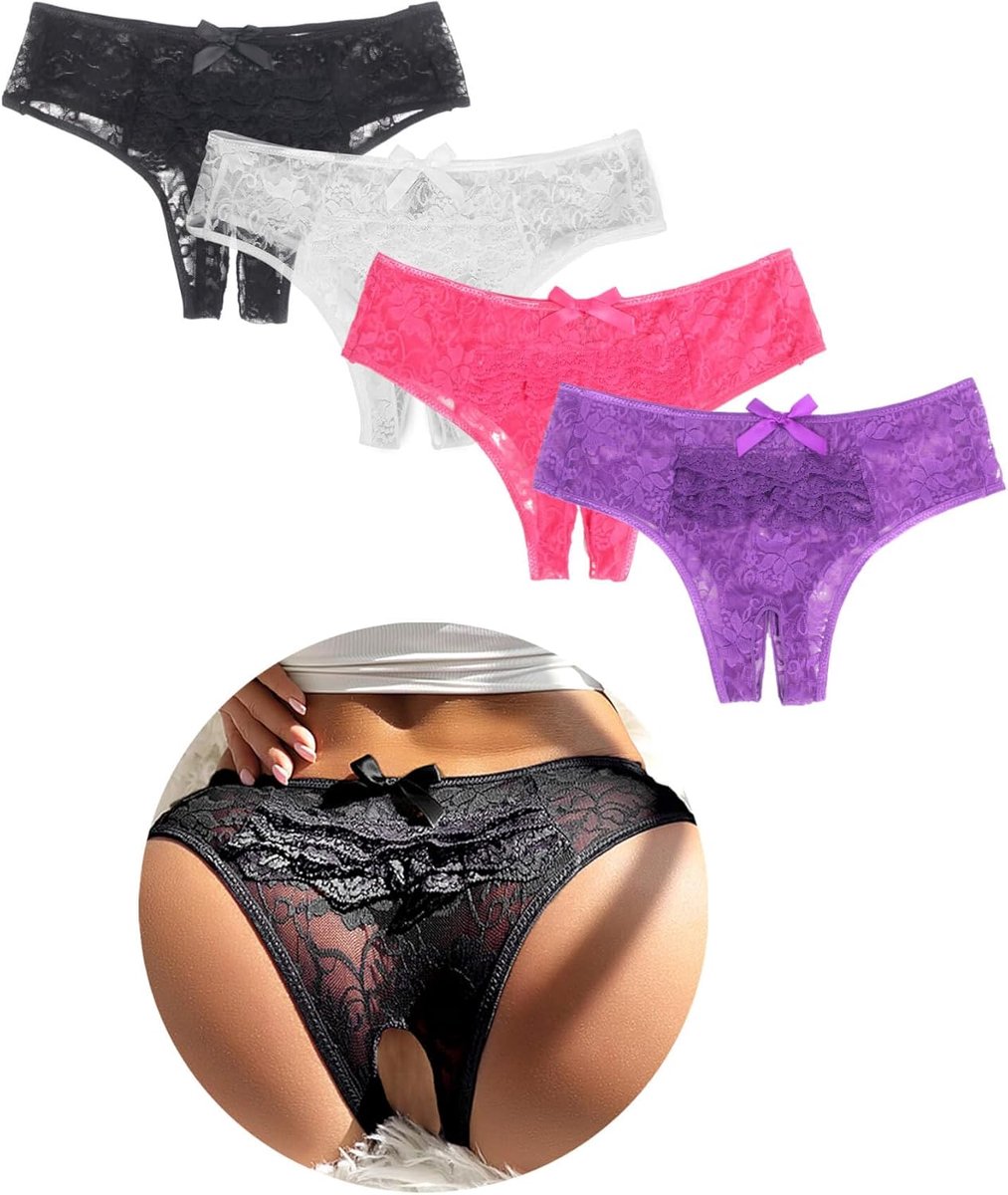 Dames Thong Tanga M - Kant Ondergoed - Open Kruis - Comfortabele Pasvorm - ShopVlot