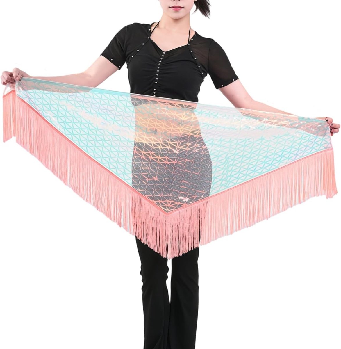 Dansrok met glinsterende pailletten - franjes - hip wrap - perfect voor festivals - ShopVlot