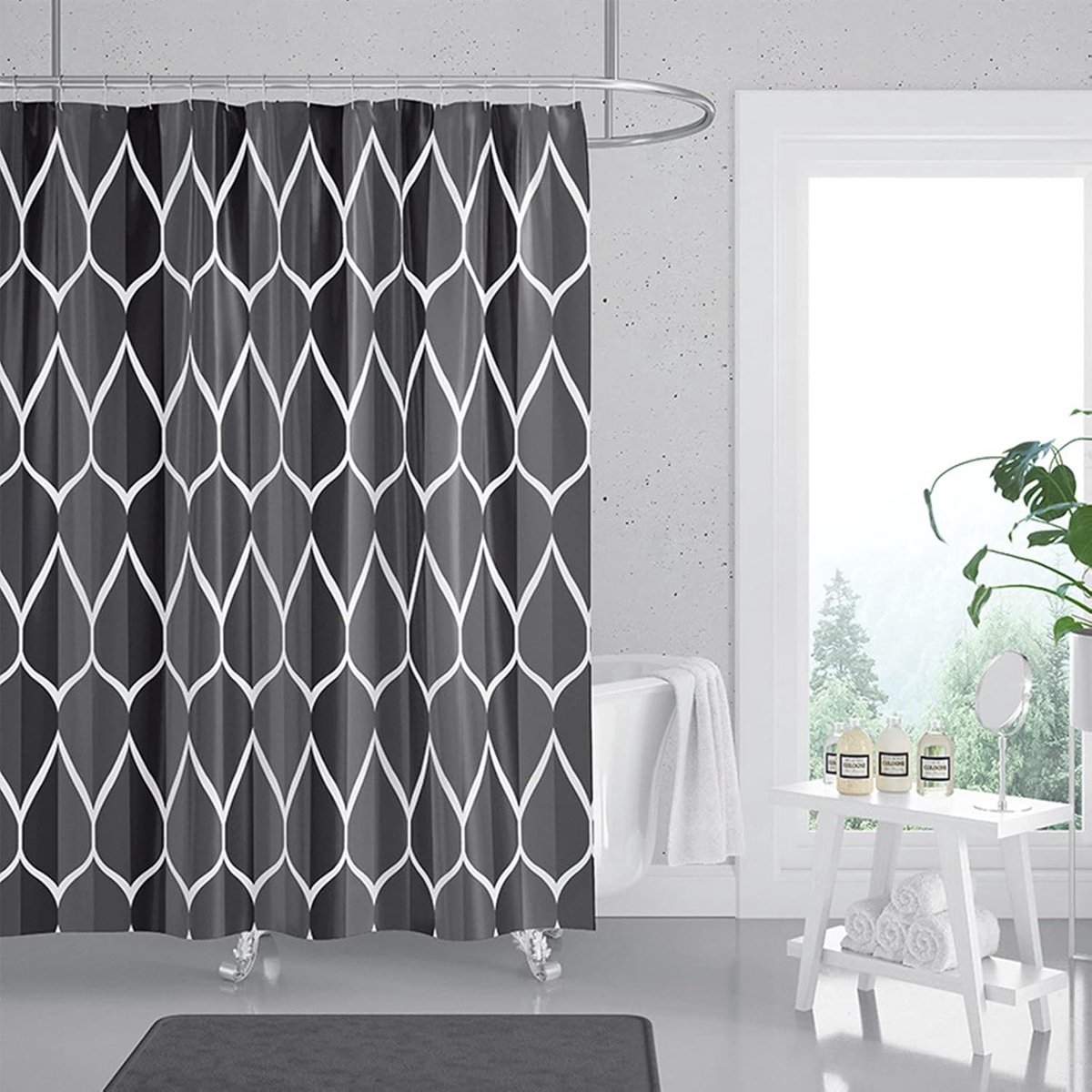 Douchegordijn 120x180cm - polyester zwart - waterafstotend - stijlvol design - ShopVlot