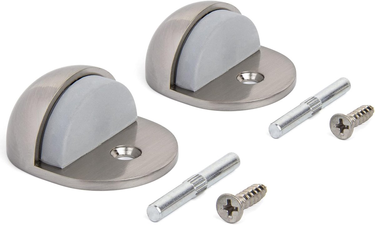 Deurstopper set van 2 - rubber met RVS basis - beschermt muur en deur - multifunctioneel - ShopVlot