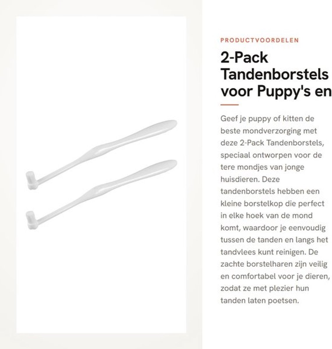 Tandenborstels voor Huisdieren - 2-Pack - Zachte Borstelharen - Plastic - Kleine Borstelkop - Grondige Reiniging - Huisdiertandenborstel