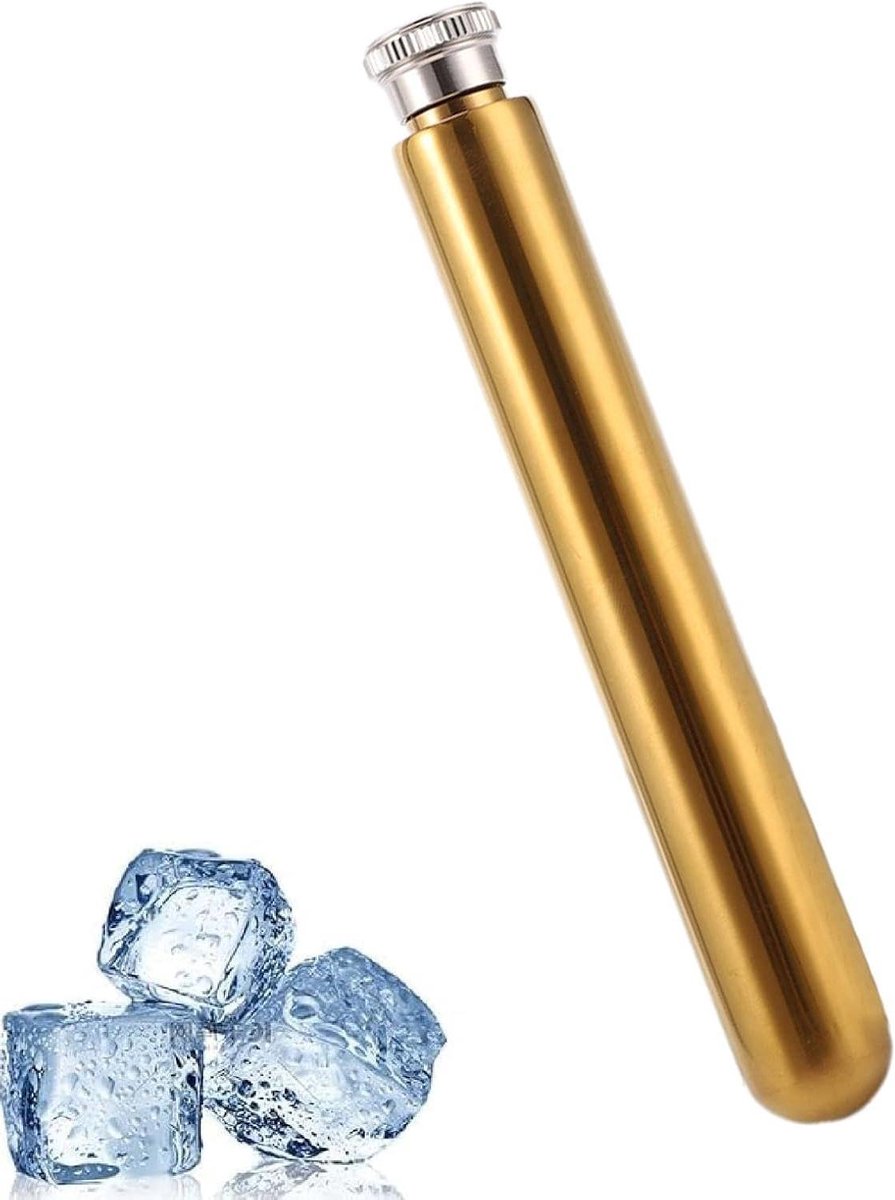 Koelbuis Roestvrij Staal - Zakfles Koelfles - Comfortabel Blijven - Draagbaar en Waterdicht - 45 ml - Goud
